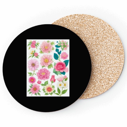 Blooming Crimson and coral Spring Flowers Coasters
