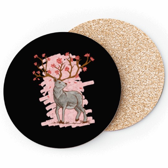 Cherry Blossom Deer Sakura Coasters