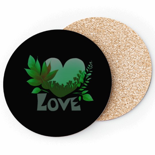 Love Design Leaves Greens Coasters