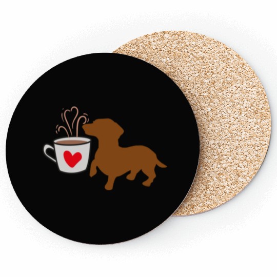 I Love Coffee And Dachshund Dogs Coasters