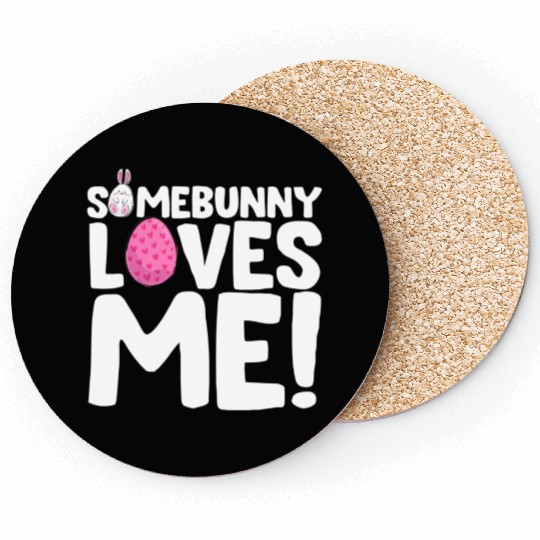 Somebunny Loves Me Easter Bunny Egg Quote Coasters