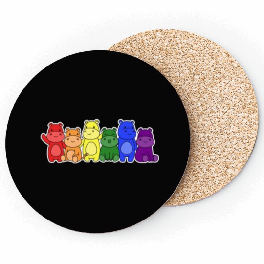LGBT+ Flag Hippo Design for proud LGBT+ People Coasters