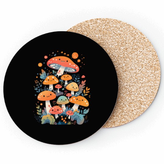 Cute Mushroom Creatures Coasters
