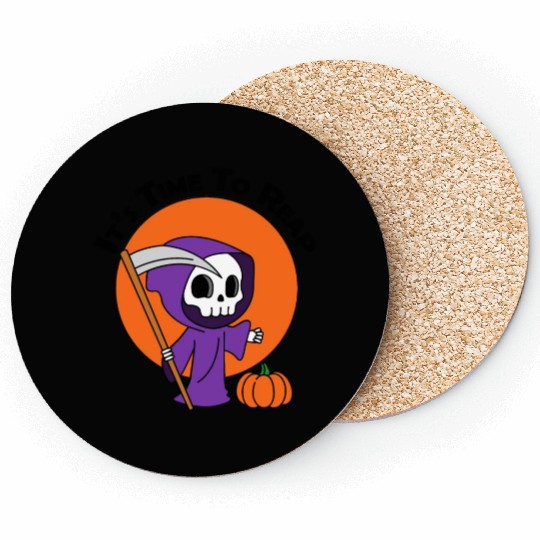 It's Time To Reap Halloween Spooky Grim Reaper Coasters
