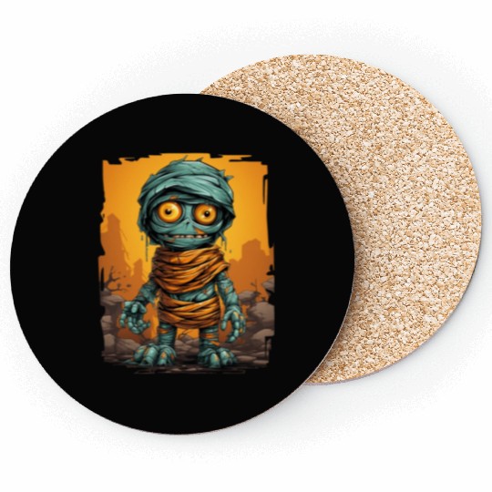 Halloween Spooky Cartoon Mummy Coasters