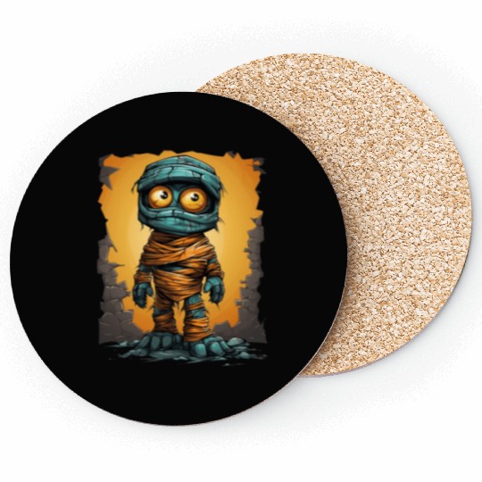 Halloween Spooky Cartoon Mummy Coasters