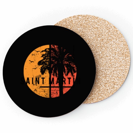 Artistic Orient Beach Saint Martin Cool Palm Tree Coasters