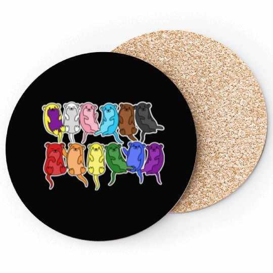 Pride Progress Flag Otter Design for Equality Coasters