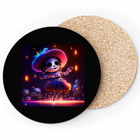mexican skeleton lady baby dancing Coasters