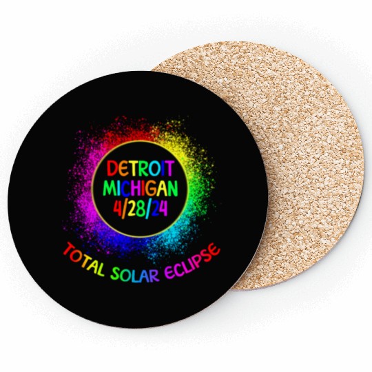 Total Solar Eclipse Detroit Michigan 4/28/24 Kids Coasters