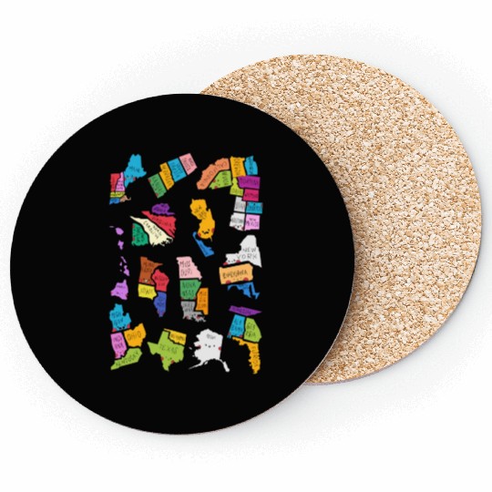 50 Cute US States Sticker Pack Coasters