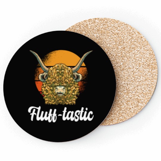Funny Fluff-tastic Pun Scottish Highland Cow Coasters