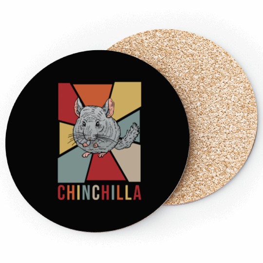 Chinchilla Retro Animal Graphic Vintage Style Coasters