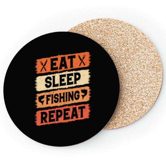 Eat Sleep Fishing Repeat | Angler motif | Fishing Coasters