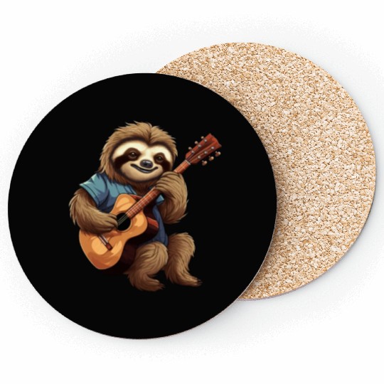 Sloth Guitar Player Coasters