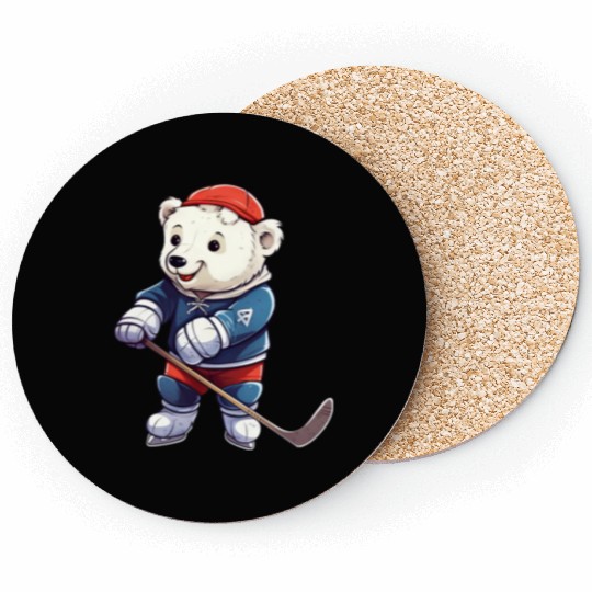 Polar bear hockey player Coasters