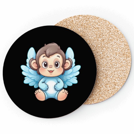 monkey chimpanzee angel wings cute kawaii Coasters