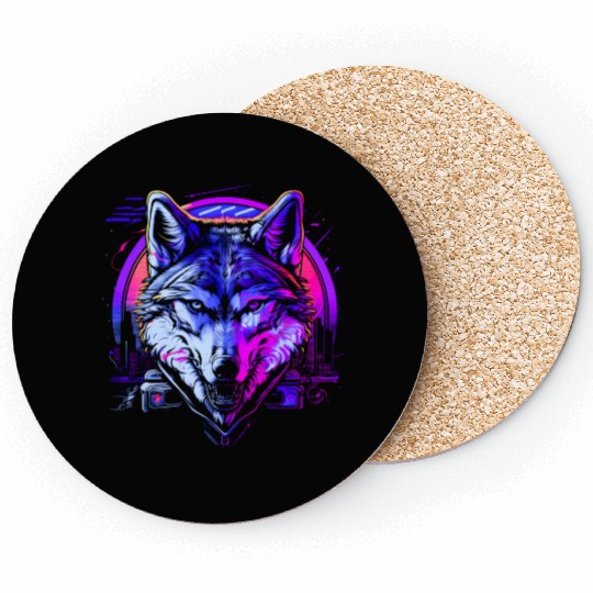 Retro Rhythm Wolf Coasters