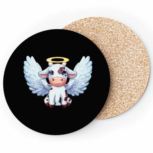 cow angel wings farm halo Coasters