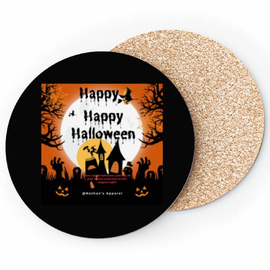 Nathans Orange And Black Happy Happy Halloween Coasters