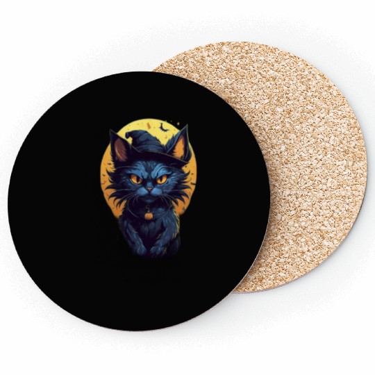 Spooky Cat and Pumpkin Head: A Scary and Funny Coasters