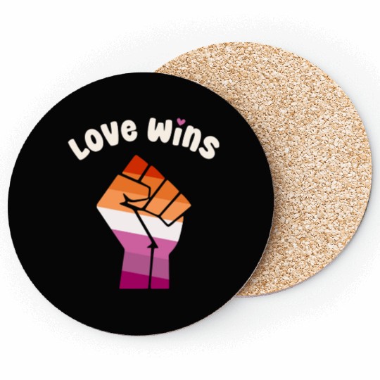 Love Wins Lesbian Pride Fist Design for Equality Coasters