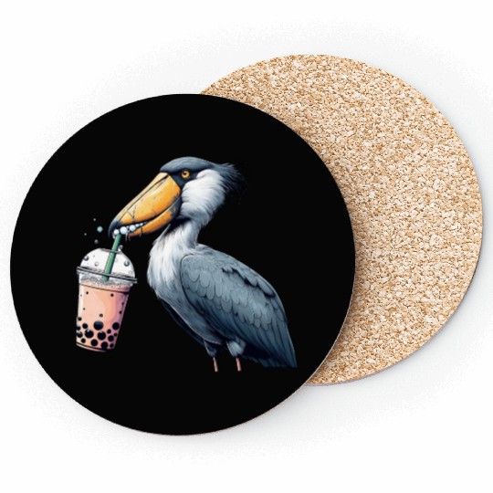Beaked stork with bubble tea Coasters