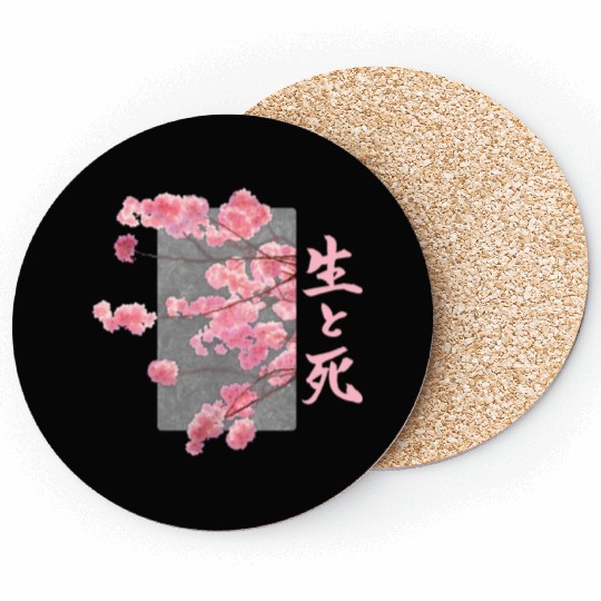 Cherry Blossom Life And Death SeiToShi Kanji Japan Coasters