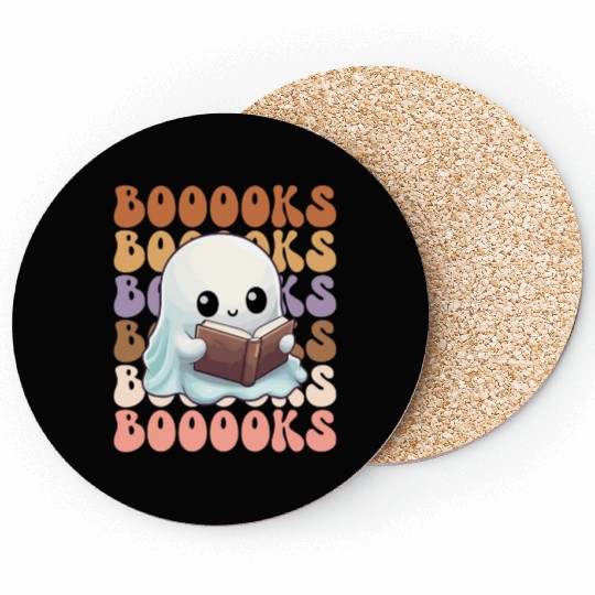 Cute Ghost Reading Books | Booooks | Funny Coasters