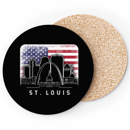 St. Louis Missouri American Flag Vintage Coasters
