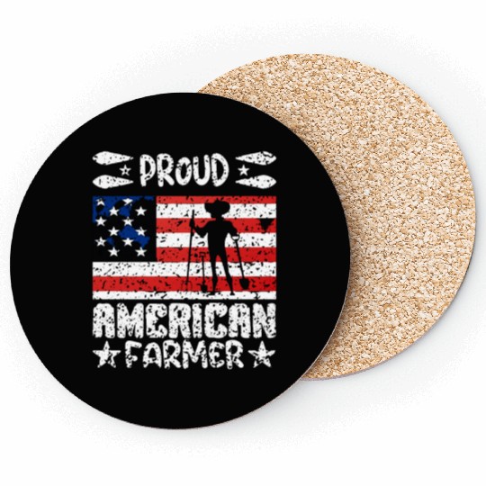 Proud american farmer quote Coasters