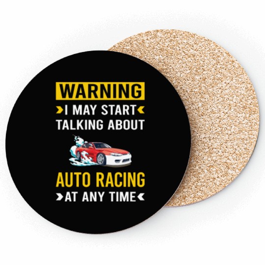 Warning Auto Racing Automotive Autosport Coasters