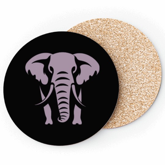Elephant Silhouette White Logo Coasters