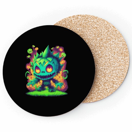 Green monster cute halloween Coasters