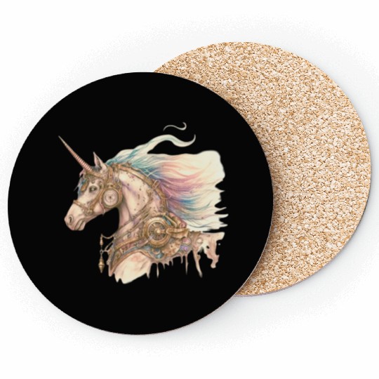 Steampunk Vintage Unicorn Coasters