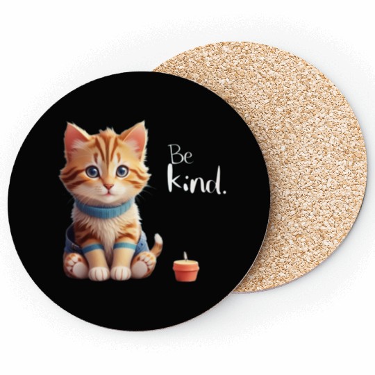 Cute Cat Be Kind Coasters