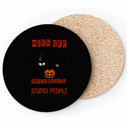Halloween Cat Pumpkin Spooky Coasters