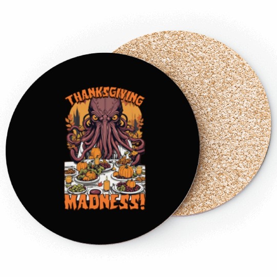 Autumn Feast with Cthulhu - Thanksgiving Madness Coasters