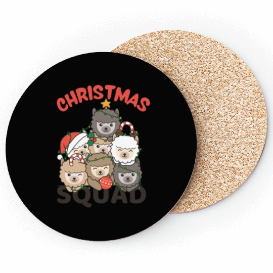 Alpaca Christmas Tree Christmas Squad Alpacas Coasters