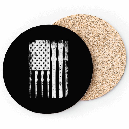 Flute US Flag Coasters
