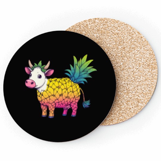 Cow in pineapple costume - Fruity joy Coasters