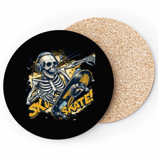 Bone skate cool Halloween design Coasters