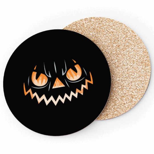 Creepy Jack o Lantern Carved Halloween Pumpkin Coasters