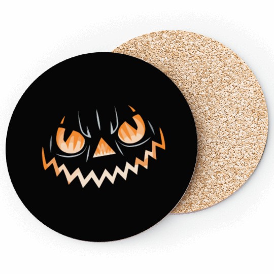 Creepy Jack o Lantern Carved Halloween Pumpkin Coasters