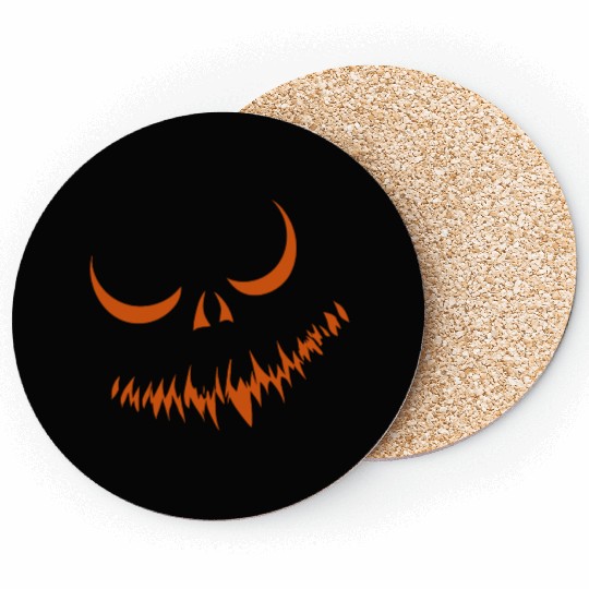 Creepy Jack o Lantern Carved Halloween Pumpkin Coasters