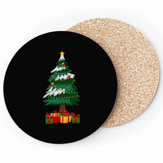 Merry Christmas Tree with Surprise Presents Boxes Coasters