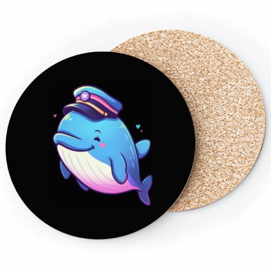 Whale Sailor Cap Boat Captain Cap Boating Whale Coasters