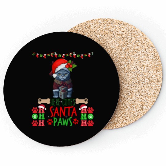 "Santa Paws' Kitty Welcome" Coasters