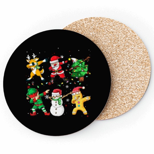 Dabbing Santa Elf Friends Christmas Boys Girls Men Coasters
