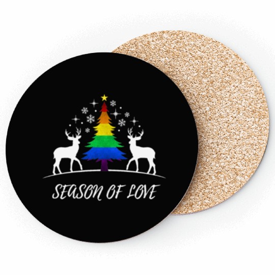Gay Christmas Tree Gay Couple Season Of Love Coasters